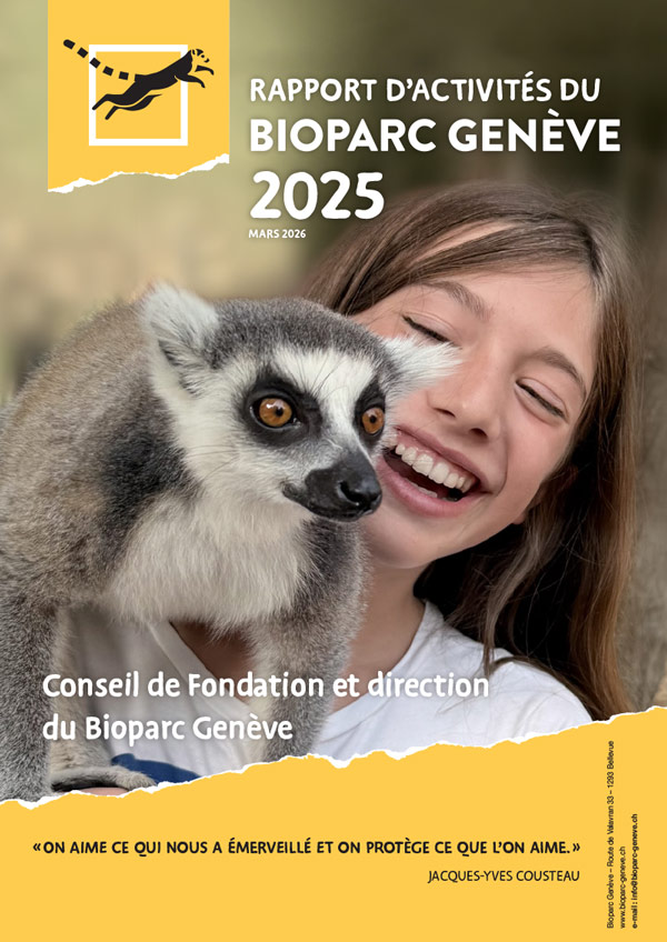 Couverture du rapport d'activités 2025 du Bioparc Genève